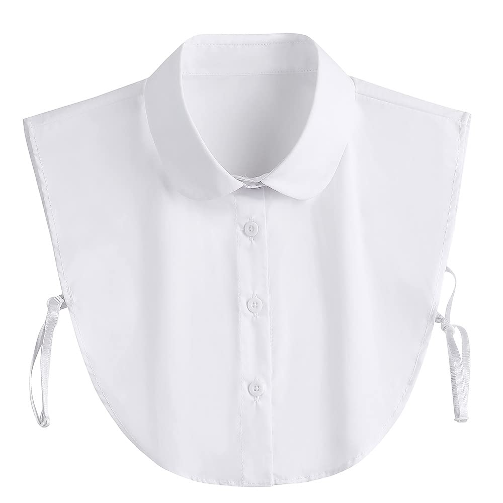 Shinywear Fake Collar Detachable Dickey Blouse Half Shirts Peter Pan Faux False Collar for Women Girls Favors, White Doll Collar, M