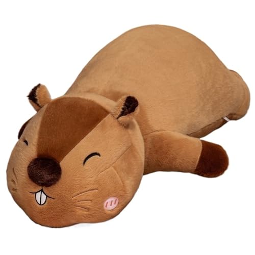 KUKUShining Peluche Marmotte, Adorable Peluche Douce Jouet Anti Anxiété Idéal pour Noël La Saint Valentin Ou Un Anniversaire(Squinting Eyes,60cm/23.6in)
