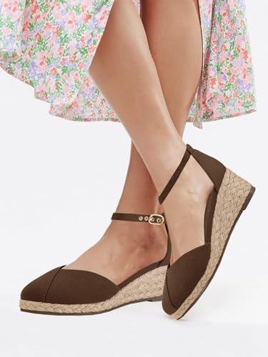 Image of Juliet Holy Womens Espadrilles Sandals Closed Toe Platform Ankle Strap Casual Summer Wedges