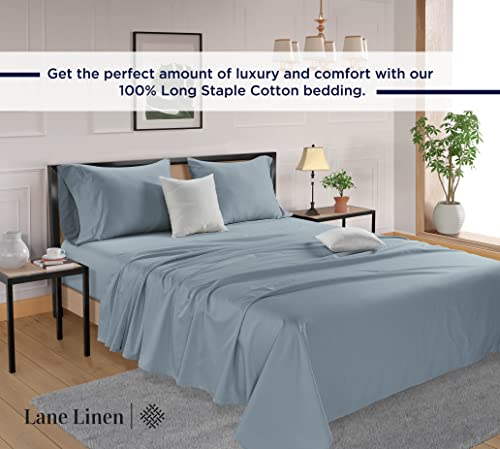 Lane Linen 600 Thread Count 100% Cotton Sheets - 4 Piece Queen Sheets Set, Long Staple Combed Cotton, Luxury Sateen Bed Sheets, Hotel Sheets For Queen Bed, Deep Pocket Queen Sheets Fit Upto 17' - Blue #TOP3