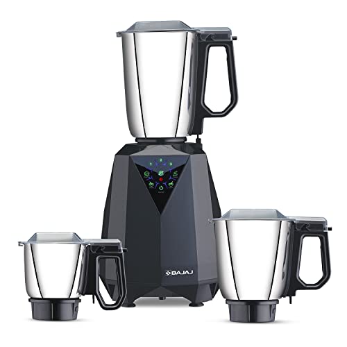 Bajaj Juvel Digi Mixer Grinder 800 Watts | Duracut Blades | Pre-Set Menu | 3 Jars | Nutri-Pro Feature | 2 Yrs Warranty 【Dark Grey】
