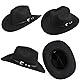 INOGIH Westernhut für Damen und Herren, Cowboy- und Cowgirl-Hut, Fedora Mit Pull-On-Verschluss, Breite Krempe, Schwarzes Design2, MEDIUM