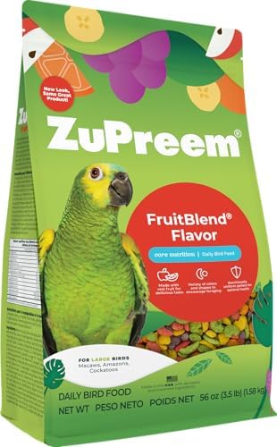 best bird food for amazon parrots that will surprise you 6 ZuPreem FruitBlend Bird Pellets, Daily Bird Food for Amazon, Cockatoo, Macaw, Core Nutrition for Large Birds, Made in USA, Pellets for Large Birds, Macaw Food (L, 3.5 lbs)