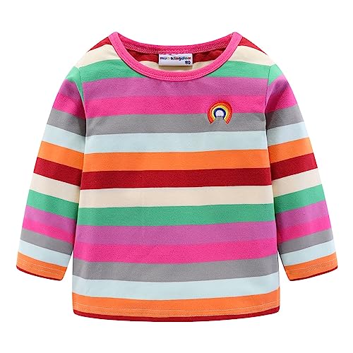 Mud Kingdom Boys Girls T-Shirts Rainbow Stripe Cotton Unisex Top
