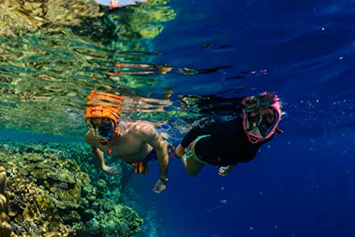 OCEAN REEF - Aria QR + Quick Release Snorkeling Mask - Full Face Snorkeling Mask - 180 Degree Underwater Vision - 5 Different Colors and 3 Sizes - Orange Color - Size L/XL
