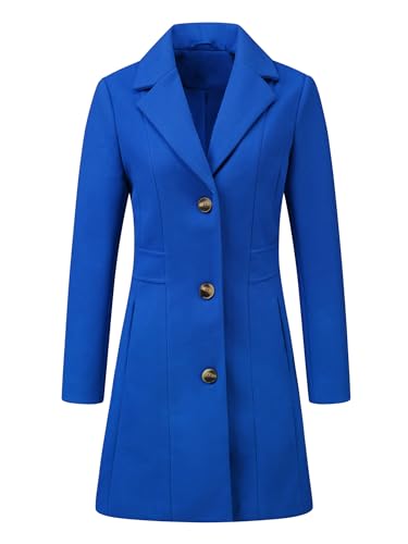 Image of Allegra K Womens Winter Elegant Pea Coat 2026 Single Breasted Long Overcoat | Notch Lapel Collar, Warm, Work Office Trench Coats,Outwear Outfit