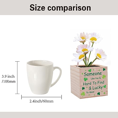 CREATCABIN Clover Small Planter Boxes Cube Wood Flower Pots Rustic Wooden Plant Stand Square Planter with Pattern Window Desk Decorative for Garden Indoor Outdoor Patio Teacher Office Gift 3 x 3 Inch - Image 4