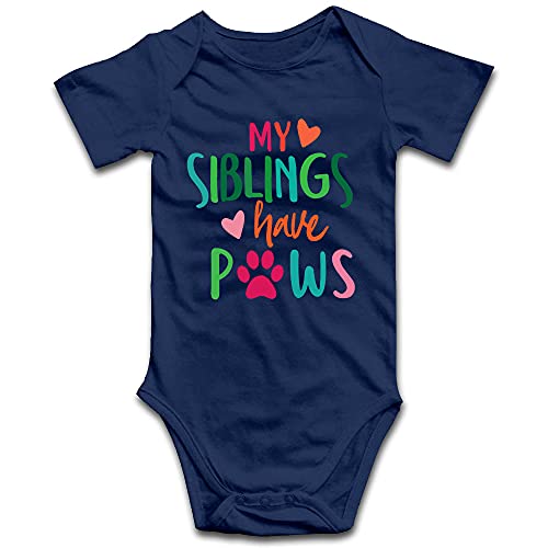 DOQOSESHY My Siblings Have Paws Baby Boys Girls Short Sleeve/Long Sleeve Romper Infant Sleeveless Jumpsuit Outfit