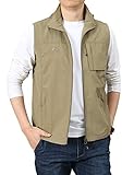 Gihuo Men's Golf Lightweight Photo Vest Fishing Travel Safari Vest (Khaki#4, X-Large)