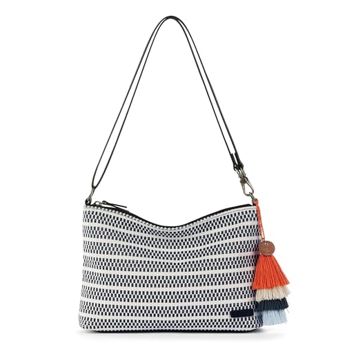 Sakroots Lumi Convertible Crossbody Purse - Womens 3-in-1 Handbag for Everyday & Travel -Small Clutch Bag With Zipper - Black & White Woven