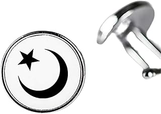 Abotoaduras, símbolo giratório de estrela e lua e sol, abotoaduras prata, presentes engraçados, ideias de presente, CL127, presente de amor