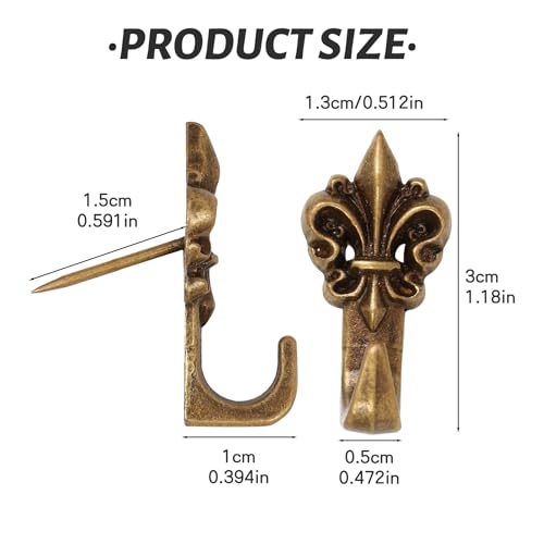 Image of 20 Pieces Push Pin Hangers,Push Pins for Wall,Decorative Thumb Tacks for Hanging,Zinc Alloy Pin Hooks Picture Hanging Nails for Home Office Fabric Wall Wooden (Bronze)