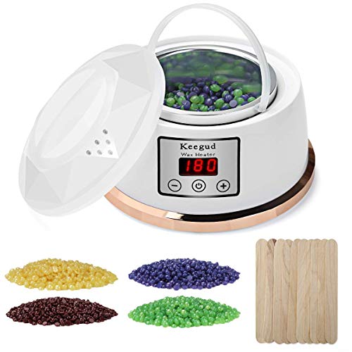 Wax Warmer Hair Removal Waxing Kit [2018 Upgrade] Constant Temperature Setting Electric Wax Heater Pot with 4 Flavors Wax Beans