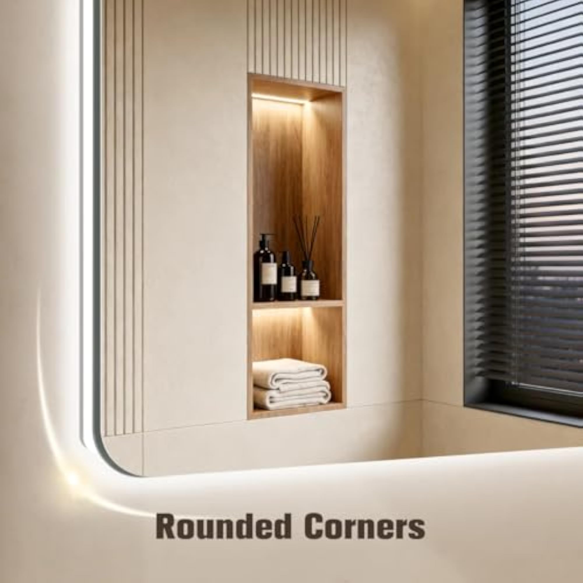Backlit LED Bathroom Mirror with Rounded Corners