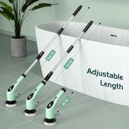 Image of Nuovoware Electric Spin Scrubber,550RPM Cordless Cleaning Brush with Three Speeds, 3000mAH Bathroom Shower Power Scrubber with 9 Brush Heads, Electric Scrub Brush for Tile, Tub, Floor,Voice Broadcast