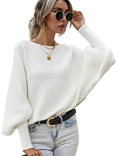 ECOWISH Women Sweater Long Sleeve Color Block Knit Pullover Sweaters Crew Neck Patchwork Casual Loose Jumper Tops