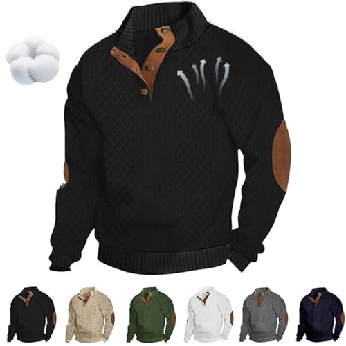 Dudlle Men's Cashmere Sweaters, Mens Sweater with Elbow Patches, Vintage Pullover Sweater Men