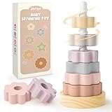 Joyreal Stapelturm Baby Holz - Stapelspiel Montessori Spielzeug ab 1 2 Jahr, Stapelringe Holzspielzeug, Babyspielzeug ab 0 6 9 12 Monate, Motorikspielzeug Geschenke ab Junge Mädchen Kinder