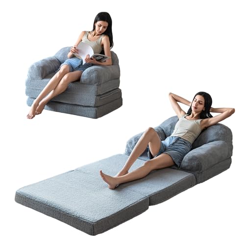 Comparativas de Sofá gigante los mejores 10. 30 MAXYOYO - Puf gigante plegable sofá cama para adultos, puf 2 en 1, sofá y cama de piso, colchón plegable con funda lavable para sala de estar, recámara, 36 pulgadas de largo x...