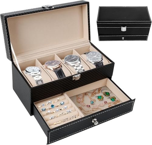 Image of Velvet Three Layer New Vintage Flannel Jewelry Box Earrings Earrings Rings Necklace Bracelets Jewelry Organiser Storage Case With Drawer For Girls Women Dark Green (AB-06)