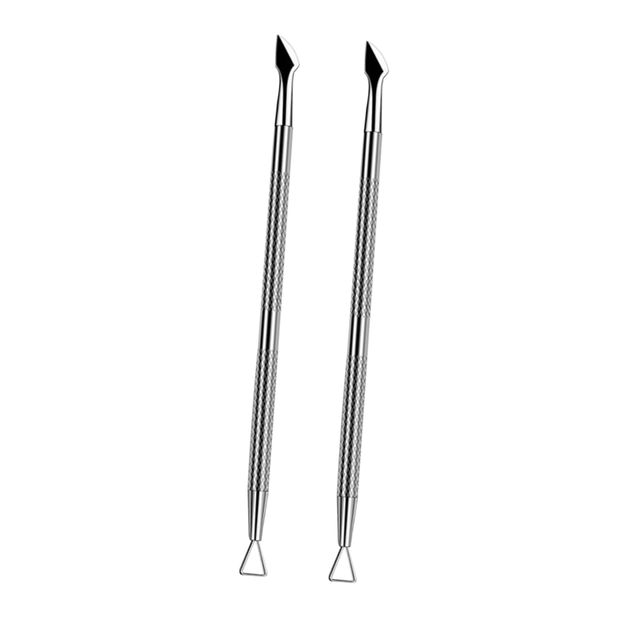 PartyKindom 2-pack Double-ended Stainless Steel Cuticle Pusher for Remover Nail Care Tool Pedicure Set