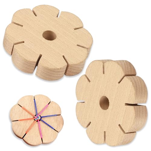 Maxmoc Knupfstern aus Holz 2 Stück Armband Strickscheibe & Kumihimo Flechtscheibe DIY Knüpfstern für armbänder knüpfen Schmuck Basteln Handarbeit & kreative Geschenkideen
