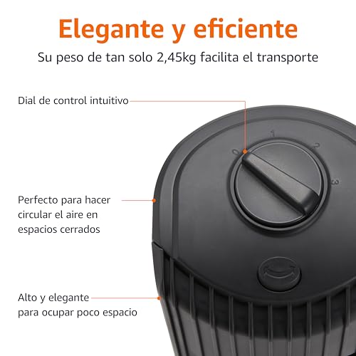 Miniatura 3 de Amazon Basics Ventilador De Torre Oscilante De 71 Cm Con Ángulo De 60 Grados Para Dormitorio, Sala De Estar, Oficina, 3 Velocidades, Control Mecánico Intuitivo, Negro Mate, 35w, 71 Cm X 24 Cm X 24 Cm