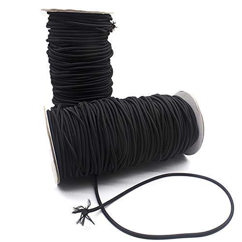 Starkes elastisches Seil, für DIY Schmuck, elastische Kordel, in verschiedene Längen erhältlich, (Durchmesser von 2 bis 15 mm), Schwarz , 2MM x 5Meters