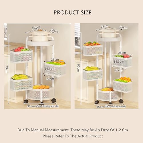Estante giratorio VWhite lavable de 4 niveles para organizar frutas frescas 3