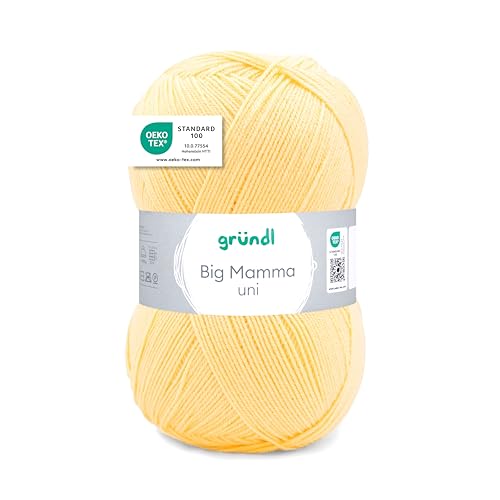 Gründl Big Mamma uni (hilo para calcetar y ganchillo con carácter de lana de 100% poliacrílico, 400 g / 1040 m, tamaño de aguja: 3,5-4,5, 1 × 400 g), pastel yellow
