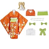 Okazaki Hiyoko Saionji Cosplay Outfit Kimono Dress Long Robe Halloween Party for Women (hiyoko saionji (wig), M)