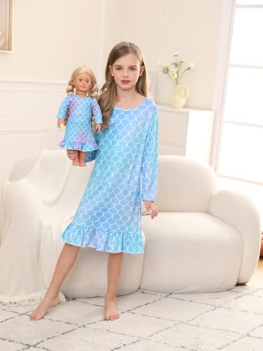 Bow Dream Toddler Girls Casual Dress and Matching American Girl Doll Clothes for Girls Cute Cartoon Kids Dress4