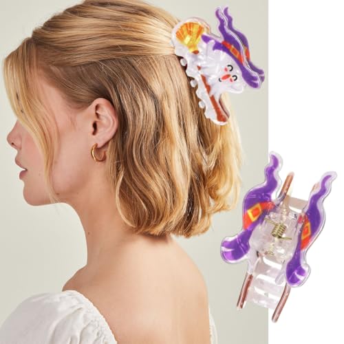 Pinza para cabello de Halloween NEWSPIED con diseño de fantasma y bruja, sujetador antideslizante para cabello grueso y fino, mediana, 1 pieza miniatura 5