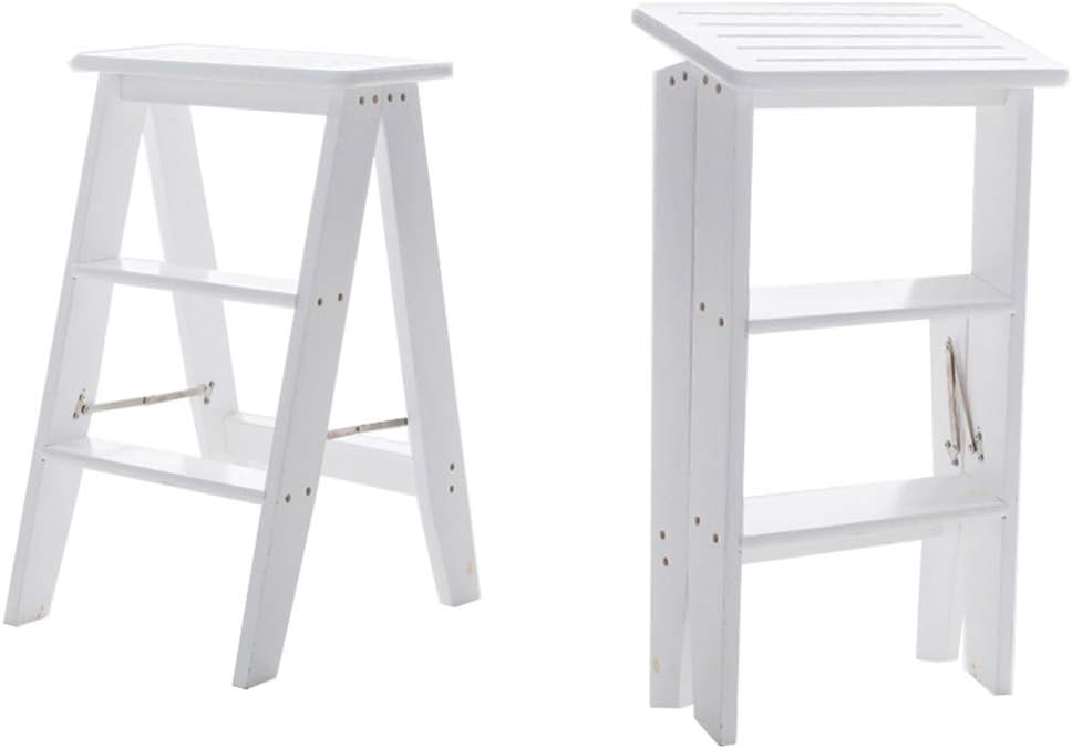 Home Step Stools,Step Stool High Chair Wooden Ladder Staircase Shelf Stepladder Dual-Use Climb Folding Widened Multifunction Safety Household Kitchen Indoor Shoe Rack,B,C