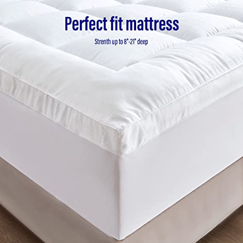 Cooling Extra Thick Twin Xl Mattress Topper, Breathable Soft 1300 Gsm Down Alternative Filled Fitted Mattress Protector 8-21" Deep Pocket, Comfort Support Back Mattress Pad Cover (39X80 In,White) #TOP5