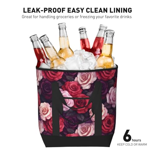 Sac d'épicerie isotherme rose grand format pour courses et repas - 6
