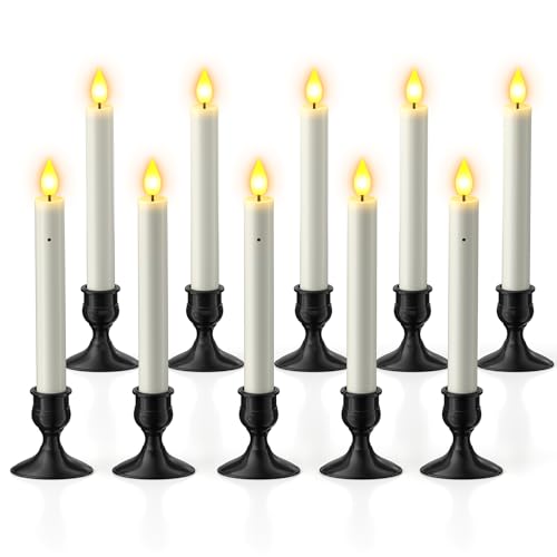 SoulBay LED Kerzen mit Dämmerungssensor, 10 Stück LED Stabkerzen...