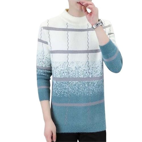 Pull d'hiver à carreaux pour homme col demi-roulé en cachemire chaud épais