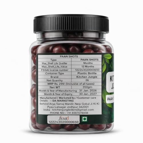 Image of Kitchen Jungle Pan Shots Mukhwas Candy Balls 350gm (Pack Of 4 Jar) | Refreshing Paan Flavour Laddu Candy | Traditional After-Meal Mouth Freshener | Sweet & Aromatic Paan Treat