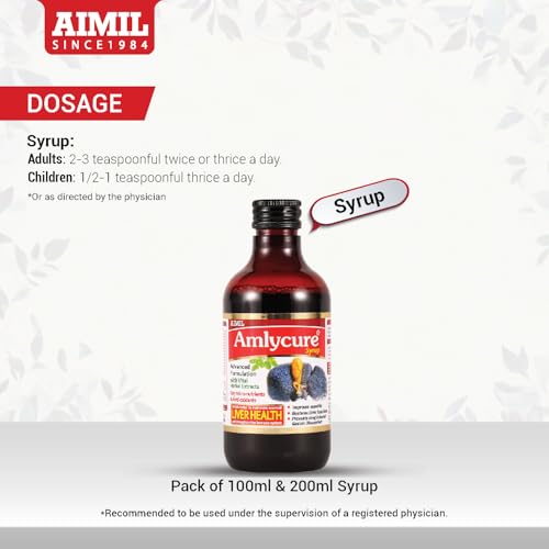 Image of AIMIL Amlycure Syrup - 200ml (Pack of 2) | Ayurvedic Syrup for Liver Health, Improves Digestion & Better Appetite | Natural Liver Herbal Tonic | Ideal for Children