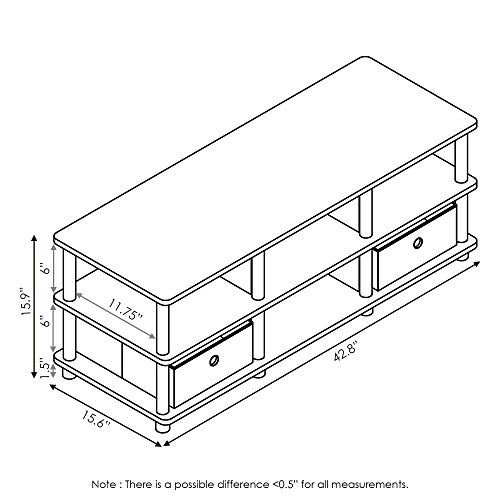 Image of Furinno ECON TV Stand, 3-Tier Entertainment Center with Shelf, TV Console with Storage Bins, Open Frame for Cable Management, Toolless Assembly, for Living Room, Bedroom, Espresso