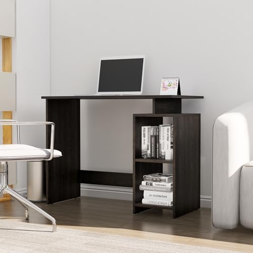 Image of Bniture Wooden Study Table for Home | Engineered Wood Laptop Study Table with Book Shelf | Multi Purpose Office Desk for Laptop, Computer, Writing & Study | Workstation for Home & Office, Flower Wenge