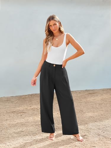 AUTOMET Women Wide Leg Dress Pants High Waisted Loose Fit Business Casual Work Trousers with Pockets 20252