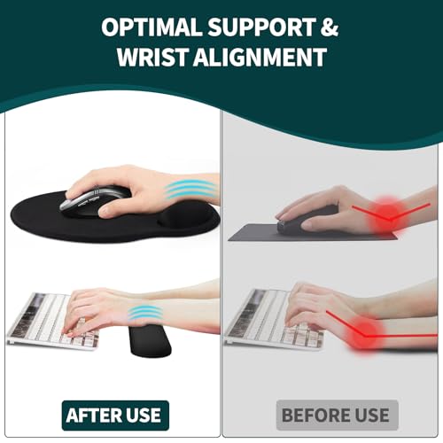 Image of eulps Mouse Pad Wrist Support, Ergonomic Memory Foam Keyboard Wrist Pad & Gel Wrist Rest Set for Computer Keyboard for Easy Typing & Pain Relief for Office & Home (Tropical Plants Set)