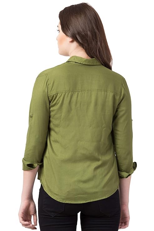Image of Women's Solid Full Sleeve Rayon Shirt - Regular Fit, Lightweight, Office & Casual Wear Blouse