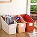 Suzile 12 Pcs Book Storage Bins with Labels Plastic Boho Folder Magazine File Holder Interlocking for Office Classroom Home book Organizer Container (Classic Colors)