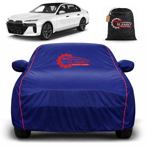 Image of Premium 100% Waterproof Car Cover for BMW 7 Series 2023-2026 Moldels All-Weather, UV & Dust Protection | Heavy-Duty 3-Layer Fabric | Custom Fit with Mirror & Antenna Pockets | Navy Blue