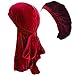 Produktbild Durags and Bonnets, 2 Stück/Set für Herren und Damen, langer Schwanz, Samt, Doo Lappen und Turban Schlafmütze, Rot (Durags + Motorhauben), Einheitsgröße