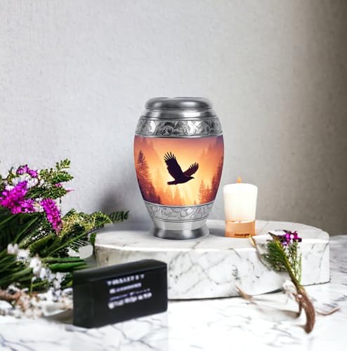 Image of Eagle Urn - Small Cremation Urn for Human Ashes Adult Male - Decorative Burial Urns for Mom Dad - 3 - Inch Set of 2