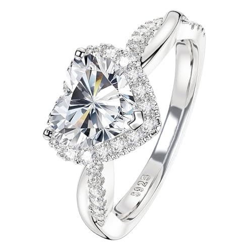 Zuyaeui Heart Moissanite Promise Rings for Her Engagement Rings for Women